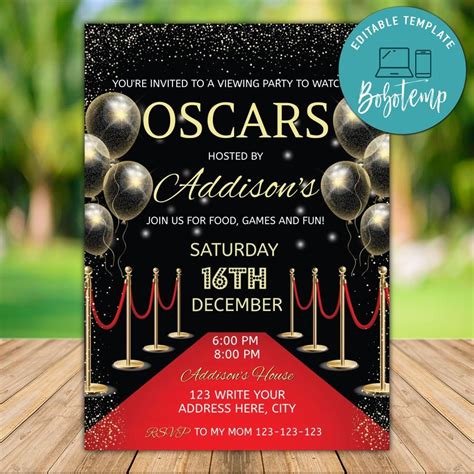 academy awards party invitations|oscar party invitations free printable.